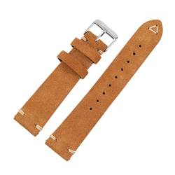 Sjzwt Armband Ersatzarmband Wildleder 18-22mm Uhrenarmband Handgefertigtes Stitching Armband, Tan Gold., 20mm. von Sjzwt