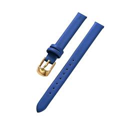 Sjzwt Armband Rindsleder Echtes Leder 8-22mm Glatt Damen Herren Uhrenarmband mit Werkzeug, Blaues Gold, 14mm von Sjzwt