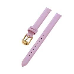 Sjzwt Armband Rindsleder Echtes Leder 8-22mm Glatt Damen Herren Uhrenarmband mit Werkzeug, Rosa Gold, 12mm von Sjzwt