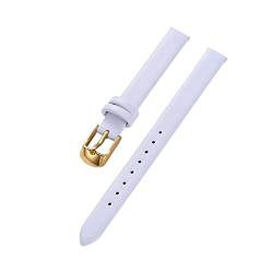 Sjzwt Armband Rindsleder Echtes Leder 8-22mm Glatt Damen Herren Uhrenarmband mit Werkzeug, Weißes Gold, 18mm von Sjzwt