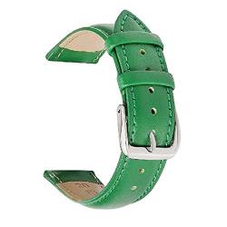 Sjzwt Frauen Männer Uhrenarmbänder Süßigkeit-Farben-Leinwandbindung Echtlederarmband 12-24mm-Uhrenarmband, Grün, 14mm von Sjzwt