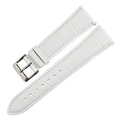 Sjzwt Frauen Uhrenarmbänder Uhrenzubehör 12-22mm Uhrenarmband echtes Leder-Uhrenarmband Grün, Weiß, 17mm von Sjzwt