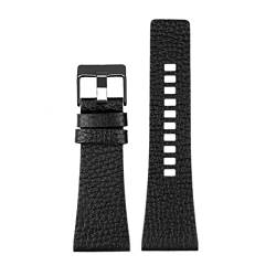 Uhrenarmband Herren Handgelenk Große Uhrenarmbänder 26-32mm, Echtes Kalbsleder Lederband, D Black Black, 30mm von Sjzwt