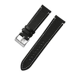 Uhrenarmband Schnellverschluss Doppelseitiges Leder 18-24mm Uhrenarmband, Herren Damen Uhrenzubehör, Schwarz, 22mm. von Sjzwt