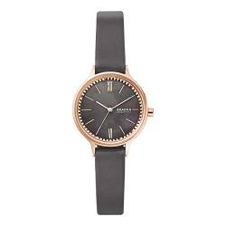 Skagen Anita Lille Uhr für Damen, Quarzwerk mit Edelstahl- oder Lederarmband, Dunkelgrau und Roségoldton, 30MM von Skagen