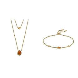 Skagen Damen Multi-Strand Halskette Seeglas und Station Armband Honey Glass von Skagen