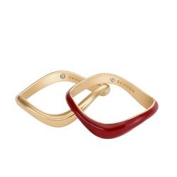 Skagen Damen-Steckring Liquid Metal Edelstahl Emaille goldfarben cranberryfarben, SKJ17687106.5 von Skagen