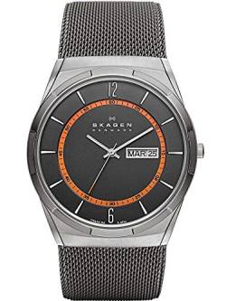 Skagen Herrenuhr Melbye Titanium, DreizeigerTagDatum Uhrwerk, 40mm Charcoal Titanium Gehäuse mit einem Edelstahl Mesh Armband, SKW6007 von Skagen