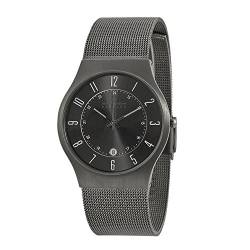 Skagen Herrenuhr Sundby Titanium, DreizeigerDatumswerk, 37mm Charcoal Titanium Gehäuse mit EdelstahlMeshArmband, 233XLTTM von Skagen