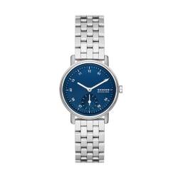 Skagen Kuppel Uhr für Damen, Quarzwerk mit Edelstahl- oder Lederarmband, Silberton und Blau, 32MM von Skagen