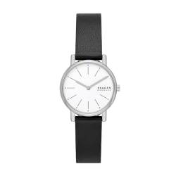 Skagen Signatur Uhr für Damen, Quarzwerk mit Edelstahl- oder Lederarmband, Schwarz und Weiß, 30MM von Skagen