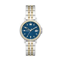 Skagen Signatur Uhr für Damen, Quarzwerk mit Edelstahl- oder Lederarmband, Silberton und Blau, 34MM von Skagen