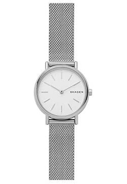 Skagen Signatur Uhr für Damen, Quarzwerk mit Edelstahl- oder Lederarmband, Silberton und Weiß, 30MM von Skagen