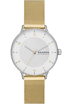 Skagen Uhr für Frauen, Riis Dreizeigeruhrwerk, Leder/Edelstahluhr Mit 36 Mm Gehäusegröße von Skagen