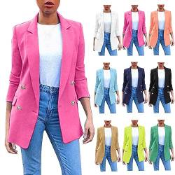 Blazer Damen Lang Elegant Sportlich Longblazer Business Jacke Revers Büro Slim Fit Langarm Blazerjacke Outwear Knopf Mantel Anzüge Casual Arbeit Büro Sakko von Skang