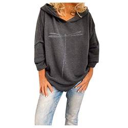 Damen Sweatshirt Tierdruck Kapuzen-Ärmel-Sweatshirt für Frauen T Shirt Halloween Damen (Grey, L) von Skang