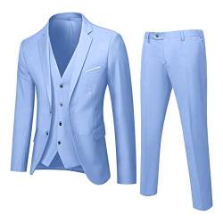 Herren Anzug 3 Teilig Slim Fit Herrenanzug Sakko Weste Hose für Hochzeit Business Regular Fit Anzughose Anzug Weste Smoking für Männer von Skang