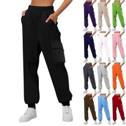 Jogginghose Damen Sporthosen Lang Freizeithose Trainingshose High Waist Sweatpants Loose Casual Stoff Lounge Hose für Frauen Lose Freizeithosen mit Taschen von Skang