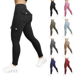 Skang Damen Bootcut Yogahose Hohe Taille Sport Leggings Sporthose Lang Laufhose Blickdicht Bauchweg Slim Fit Sweathose Fitnesshose mit Taschen für Yoga Fitness Freiheit Gym Alltag von Skang