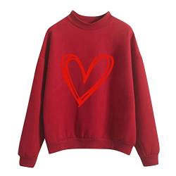 Skang Damen Langarmshirt Valentinstag Oberteile Sommer Fasching Shirt Langarm Rundhals Pulli Frauen Pullover Tshirt Sweatshirts Locker Casual Blusenshirt Mottoparty Bluse Tops von Skang