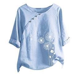 Skang Damen Leinen Tunika Tops Sommer T-Shirt Kurzarm Rundhals Oberteil Locker Frauen Casual Lose Tops Elegant Bluse Leinenhemd Hemd Frau Tee Freizeit von Skang