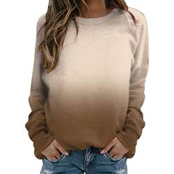 Skang Damen Pullover Elegant Pullover Langarm-Sweatshirt Sweatshirtjacke Damen Oversized (Khaki, L) von Skang
