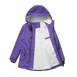 Skang Jacke Damen Damen verdickter Mantel Plus Größe einfarbig warm trendig Winter Fleece gefüttert Hoodie einfarbig Schneemantel Jacke Oberbekleidung mit Seitentaschen Thermomantel Damen (Purple, L) von Skang