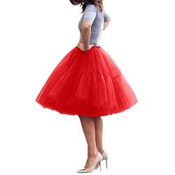 Skang Tüllrock Damen Tutu Skirt Rockabilly Petticoat Unterrock Karneval Kostüm Vintage Tuellrock Kurz Minirock Glitzer Kleid Bunt Tütü Fasching Party Outfit Long Skirt von Skang