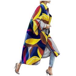 Skang Winter Mantel Für Frauen Mode Women bedruckte TaschenJacke Oberbekleidung Cardigan-Mantel Long Trench Coat Regenmantel Damen Wasserdicht Atmungsaktiv (Multicolor, XXXL) von Skang