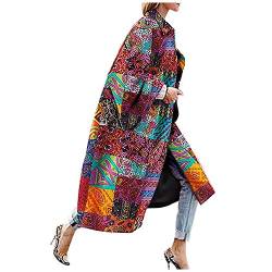 Skang Winter Mantel Für Frauen Mode Women bedruckte TaschenJacke Oberbekleidung Cardigan-Mantel Long Trench Coat Regenmantel Damen Wasserdicht Atmungsaktiv (Wine, S) von Skang