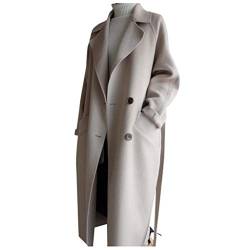 Skang Winter Mantel Für Frauen Oversize-Kaschmir-Wollmischgürtel für Damen, Trenchcoat, Outwear-Jacke Damen Wollmantel (White, L) von Skang