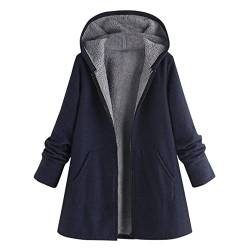 Winterjacke Damen 2022 Stile Winterkleidung Plus Größe Langarm Hoodies Mantel Jacken Für Frauen Winterjacken Damen uziert (Navy, XXXXXL) von Skang