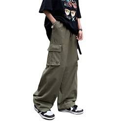 Baggy Cargo-Jogginghose für Herren, Y2k, Gothic, Streetwear, weites Bein, Cargohose mit Taschen, K58 Army Green, Mittel von Skateboard Frog