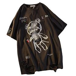 Frauen Gothic T-Shirt Y2K Harajuku Grafik Tops Baumwolle Anime Kleidung (Dunkelgrau, L) von Skateboard Frog