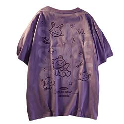 Frauen Gothic T-Shirt Y2K Harajuku Grafik Tops Baumwolle Anime Kleidung (Violett, XL) von Skateboard Frog