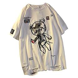 Frauen Gothic T-Shirt Y2K Harajuku Grafik Tops Baumwolle Anime Kleidung (Weiß, XL) von Skateboard Frog