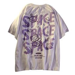 Frauen Gothic T-Shirt Y2K Harajuku Grafik Tops Baumwolle Anime Kleidung (Weiß 3, L) von Skateboard Frog