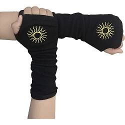 Frauen Handschuhe Goth Arm Ärmel Cool Black Moon Cross Printed Hip Hop Armstulpen (Sun) von Skateboard Frog