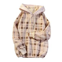 Frauen Harajuku Plaid Hoodies Gefälschte Zweiteilige Fleece Rollkragen Koreanische Pullover Mode Herbst Winter Kleidung Lässige Lose Streetwear (Aprikose, L) von Skateboard Frog