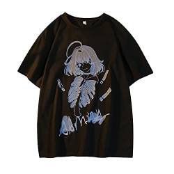 Frauen Sommer Gothic T-Shirt Anime Ästhetischer Druck Harajuku Mode Casual Tops (Black,M) von Skateboard Frog