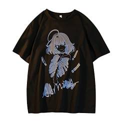 Frauen Sommer Gothic T-Shirt Anime Ästhetischer Druck Harajuku Mode Casual Tops (Black,XL) von Skateboard Frog