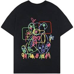 Frauen Sommer Gothic T-Shirt Anime Ästhetischer Druck Harajuku Mode Casual Tops (Black 4,L) von Skateboard Frog