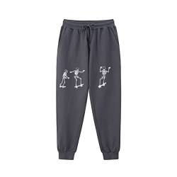 Jogginghose Herren Baumwolle Track Pants Goth Y2k Sweatpants Skateboarding Skeleton Printed Lounge Hose (Dark Gray,S) von Skateboard Frog