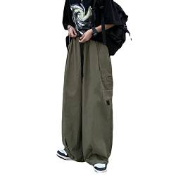 Skateboard Frog Baggy Cargohose Gothic Harajuku Hohe Taille 90er Jahre Lose Y2K Damen Streetwear Lose Hose (Army Green,M) von Skateboard Frog