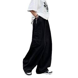 Skateboard Frog Baggy Cargohose Gothic Harajuku Hohe Taille 90er Jahre Lose Y2K Damen Streetwear Lose Hose (Black,S) von Skateboard Frog