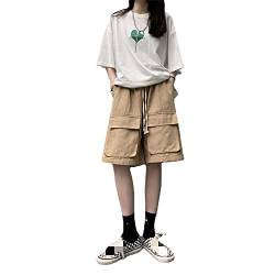 Skateboard Frog Damen Baggy Cargo Shorts Bermuda Lässige Sporthose mit weitem Bein und Taschen (Khaki,XXL) von Skateboard Frog