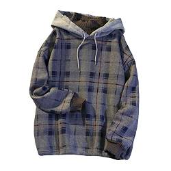 Skateboard Frog Frauen Harajuku Plaid Hoodies Gefälschte Zweiteilige Fleece Rollkragen Koreanische Pullover Mode Herbst Winter Kleidung Lässige Lose Streetwear (Blau, XL) von Skateboard Frog