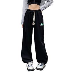 Skateboard Frog Jogginghose Baggy Joggers für Damen Laufhose mit sportlicher Passform (Schwarz,M) von Skateboard Frog