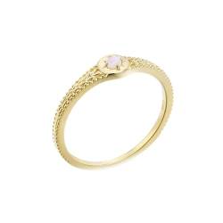 18 Karat Gelbgold Damenring Blau Opal Runden, Wedding Ring Solitärkette Design Sonne mit Opal Ringe Frauen Größe 66 (21.0) von Skcess