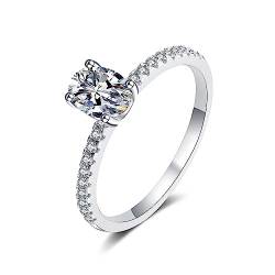 925er Sterling Silber Ring Damen, Oval Partnerring Weiß Moissanite Ring 1ct Trauring Ehering Verlobung Hochzeit Geschenk Größe 47 (15.0) von Skcess